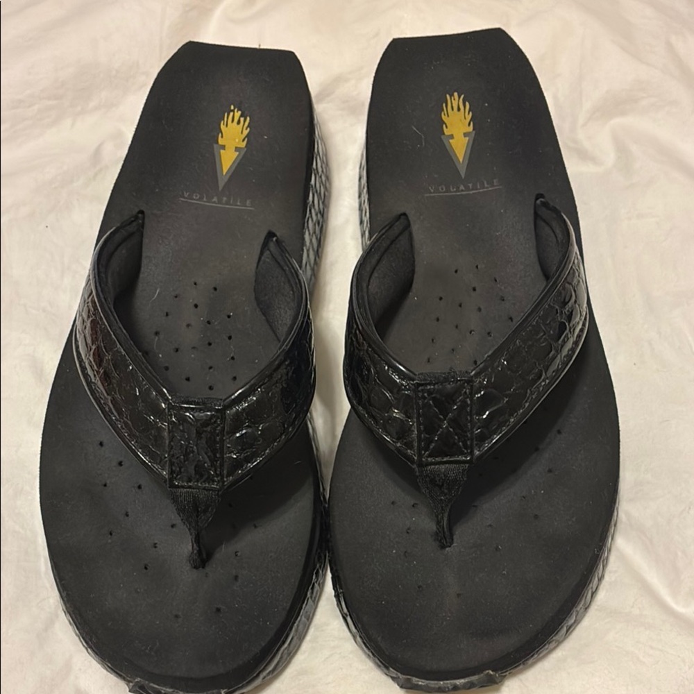 Volatile Black Textured Sandals